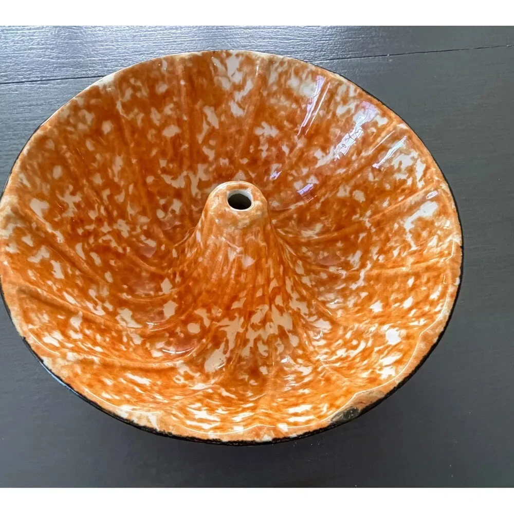 Vintage Stangl Town & Country Hand Painted Orange Sponge Jello Mold Bundt Pan